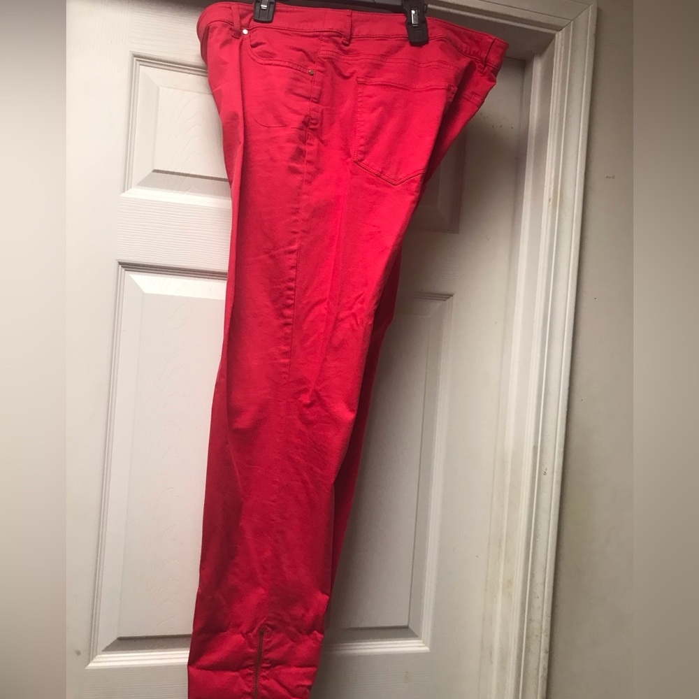 Chico’s poppy red pants with zipper bottom sz 14